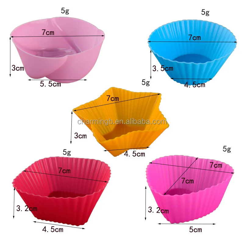 Food Grade BPA free Reusable Nonstick Silicone Muffin Baking Cake Cups Cupcake Liners