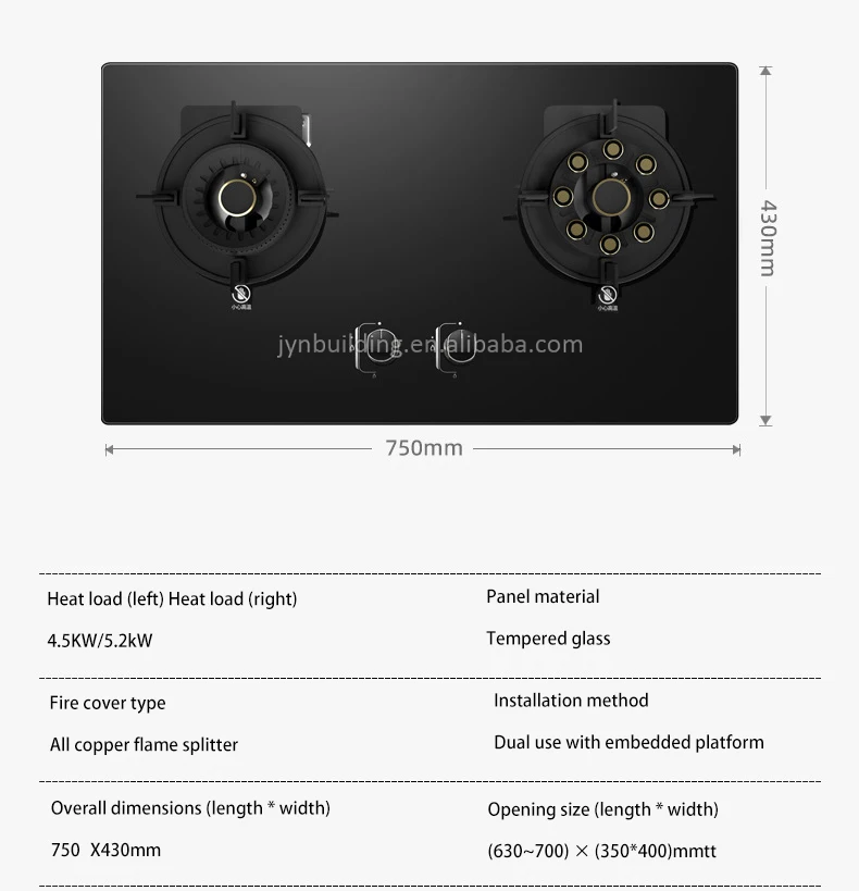 Household Nine burners 5.2KW folding NG IPG stove Timing function embedded flip dual cooker kitchen stove