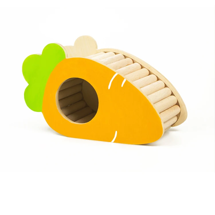 Cute Hamster House Wooden Carrot Shaped Golden Bear Dwarf Nest