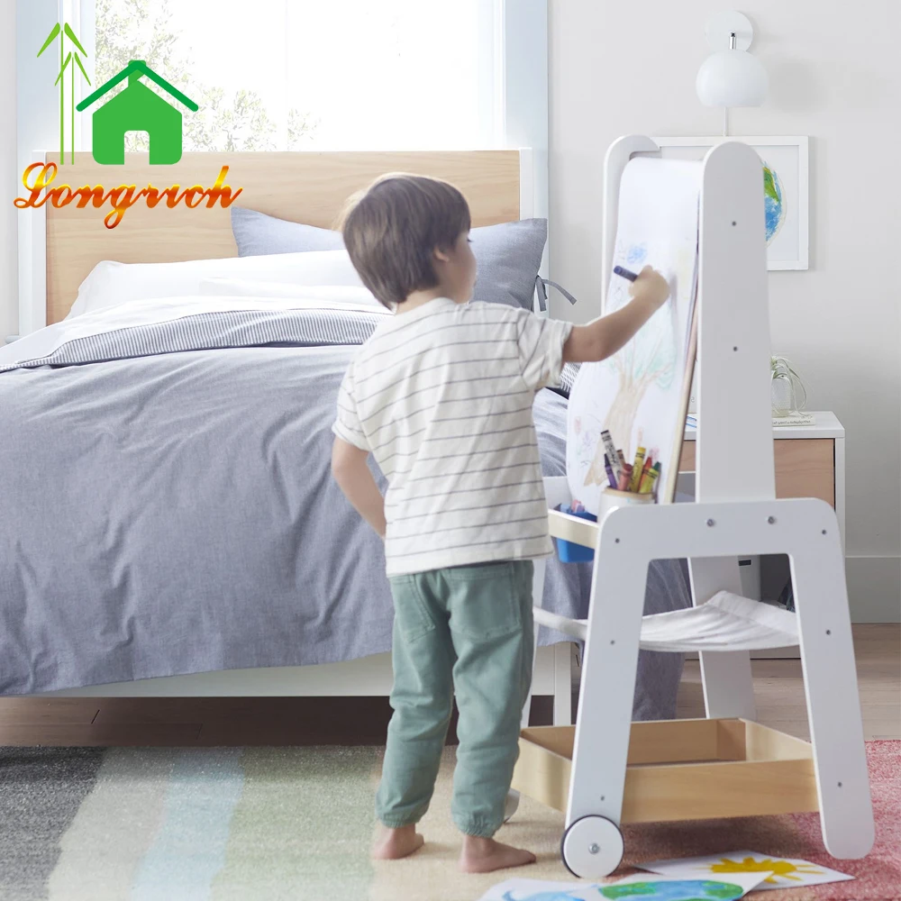 Wooden Art Easel Toddler Toy Neutral Ultimate Standing Children Reversible Painting Chalkboard for Kids