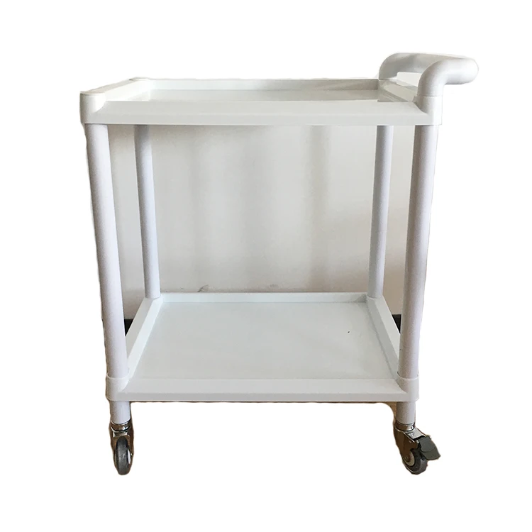 Hospital ABS Double Layers Trolley with Size 640x440x840mm for Hospital Foldable ABS Trolley with Foot Brake Wheels