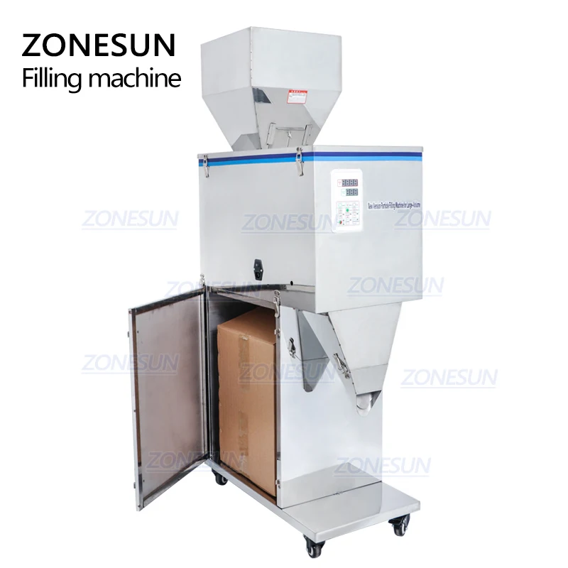ZONESUN DL-5000 Vibration Coffee Bean Tea Bag Sachet Powder Pouch Semi Automatic Racking Weighing Filling Machinery