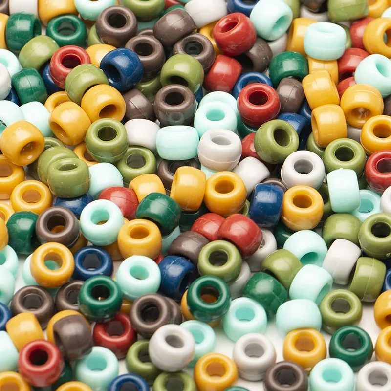 Multi Colors 500g 6 x 9 mm Plastic Pony Beads Multicolor Acrylic Round Plastic Beads for Jewelry Making