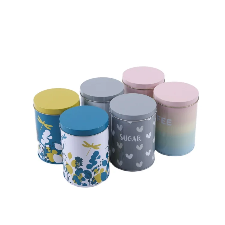 Factory cheap colourful metal tea sugar coffee tin box for package