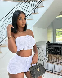 2022 Women Crocheted 2 Piece Pant Set Clothing Biker Shorts Outfits Wholesale Custom Sweat Suit Jogging 2 Piece Pant Set Outfits