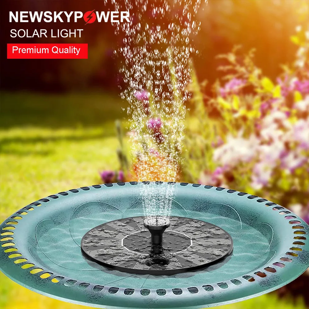 Wireless DC Solar Floating Fountain Birdbath Pump Pet Bird Feeder Water Fountain With 6 Sprayer Head Garden Home Decoration