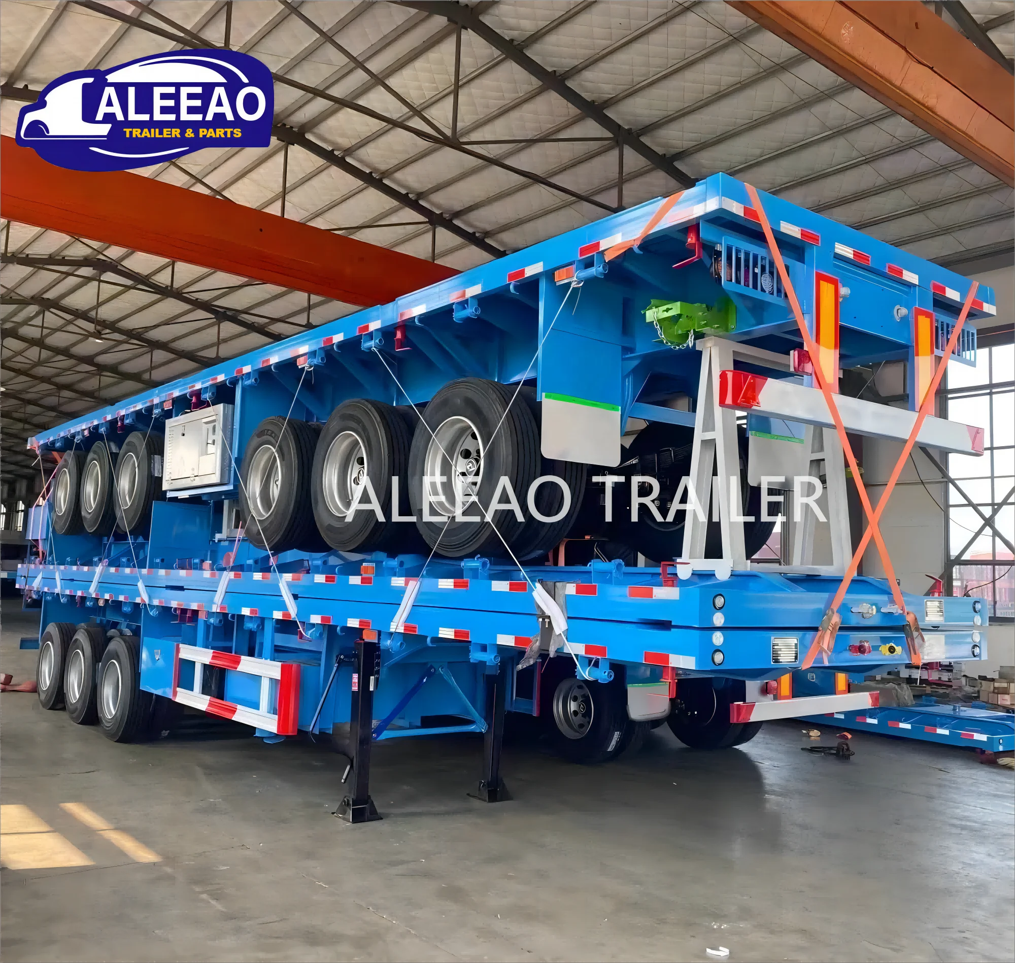 New  3 Axles 4 Axles 60ton Flatbed Trailers 40ft Flat Bed Flatbed Semi Trailer Truck  For Sale