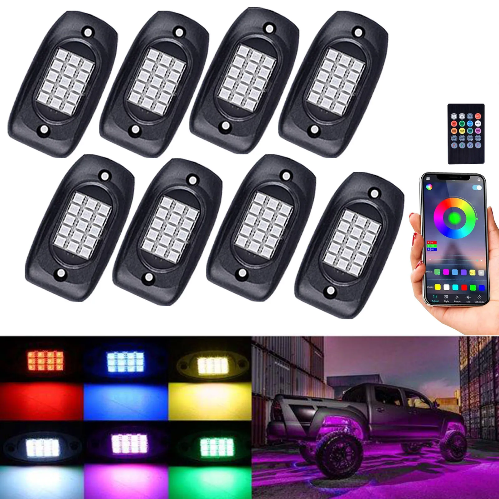 All vehicle models  Intelligent Bluetooth LED Rock Lamp Lights RGB Car Neon Atmosphere Light Band