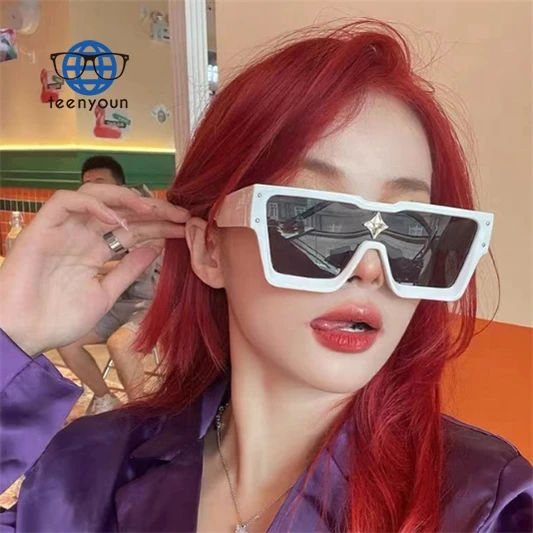 Teenyoun Designer Female Shield Mirror Coating Visor One Piece Steampunk Modern Iconic Style Retro Diamond Sunglasses 2023 New