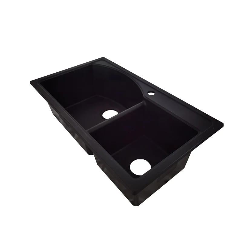 smooth surface resin composite SMC fiberglass quartz stone 2 bowls kitchen sinks