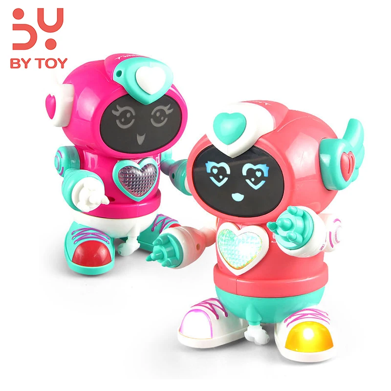 Hot Selling Cute Girl Pink Rock Automaticintelligent with musical  Walking And Dancing With Light Funny smart Robot Toys