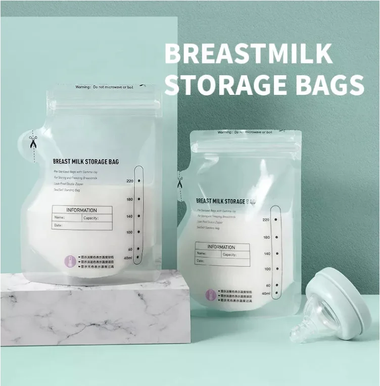 Custom Printing OEM Breastmilk Saver Freezer Bag Baby Care Feeding BPA FREE Breast Milk Storage Bags 100ml 150ml 200ml