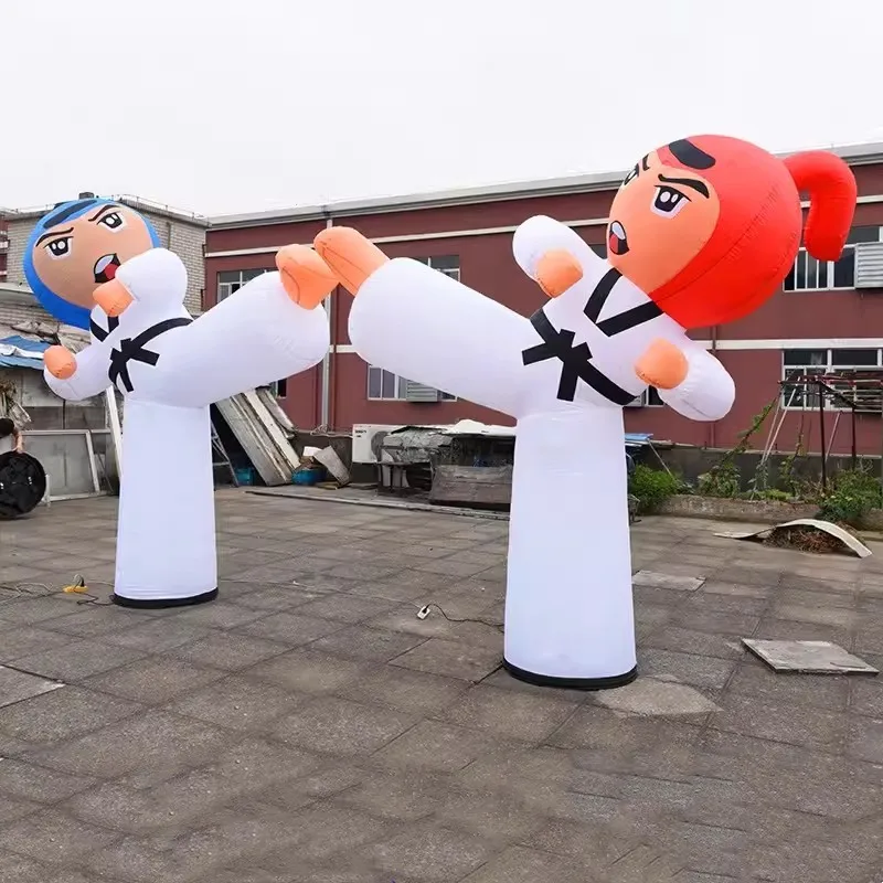 Custom Inflatable Taekwondo Boy Character Air Dancer Single Leg Taekwondo Sky Dancer Figure For Outdoor Promotional Advertising