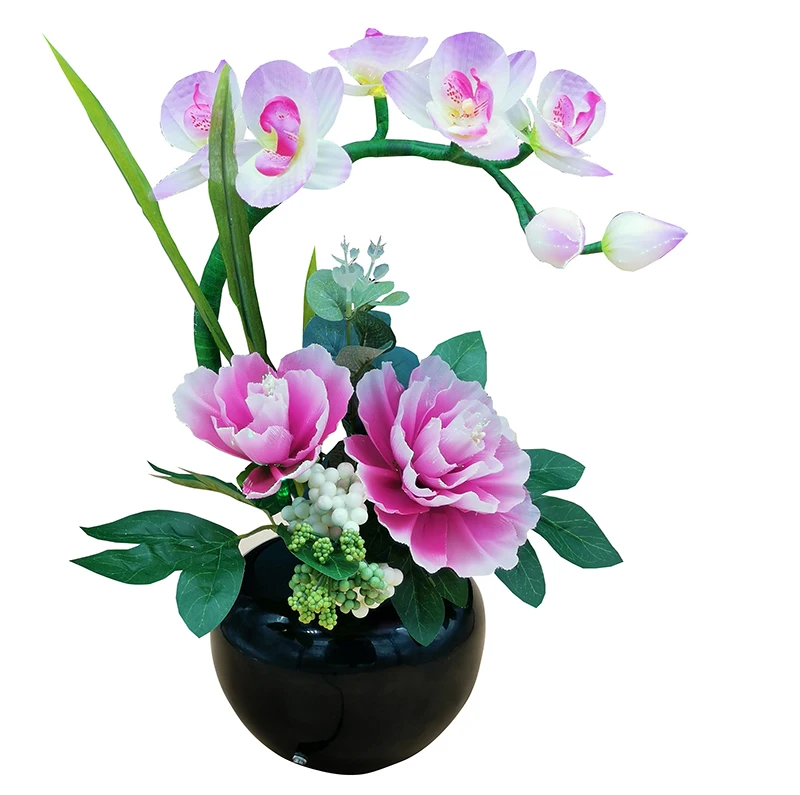 2022 new peony orchid plants silk flower artificial flowers for sale handmade led fiber optic flower for home decor RGB color