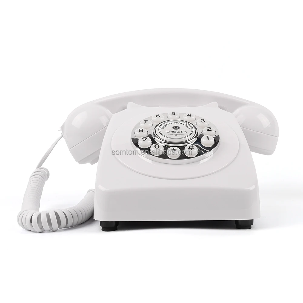 High Quality Old Fashion White Retro Antique Style Fixed Corded Telephones Wireless Phone with Dial Screen