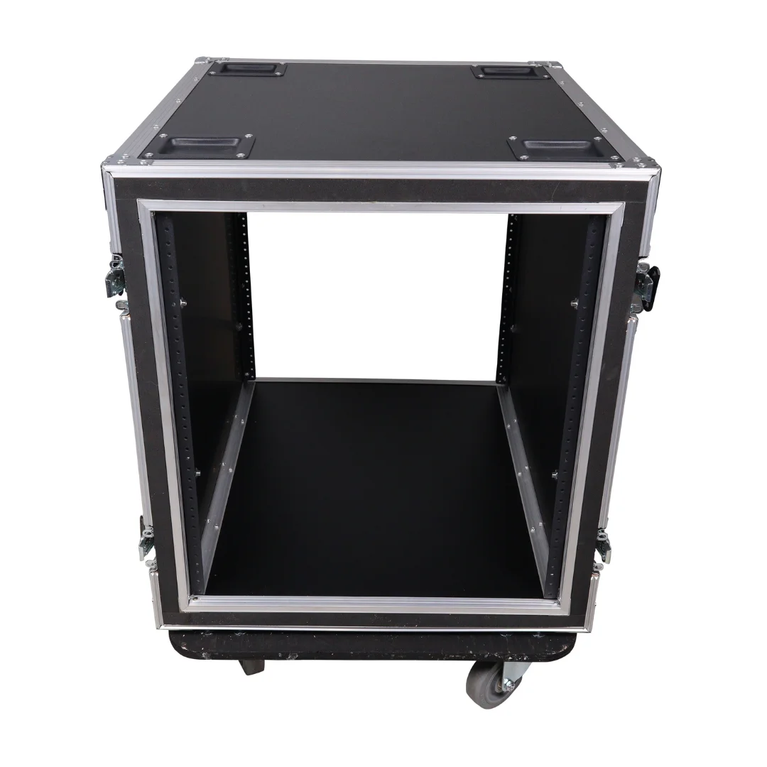 Factory Wholesale Custom Size 12U Large Space Shockproof Waterproof Amp Rack 24 Inch Depth ATA Flight Case Wheels Tool Cases