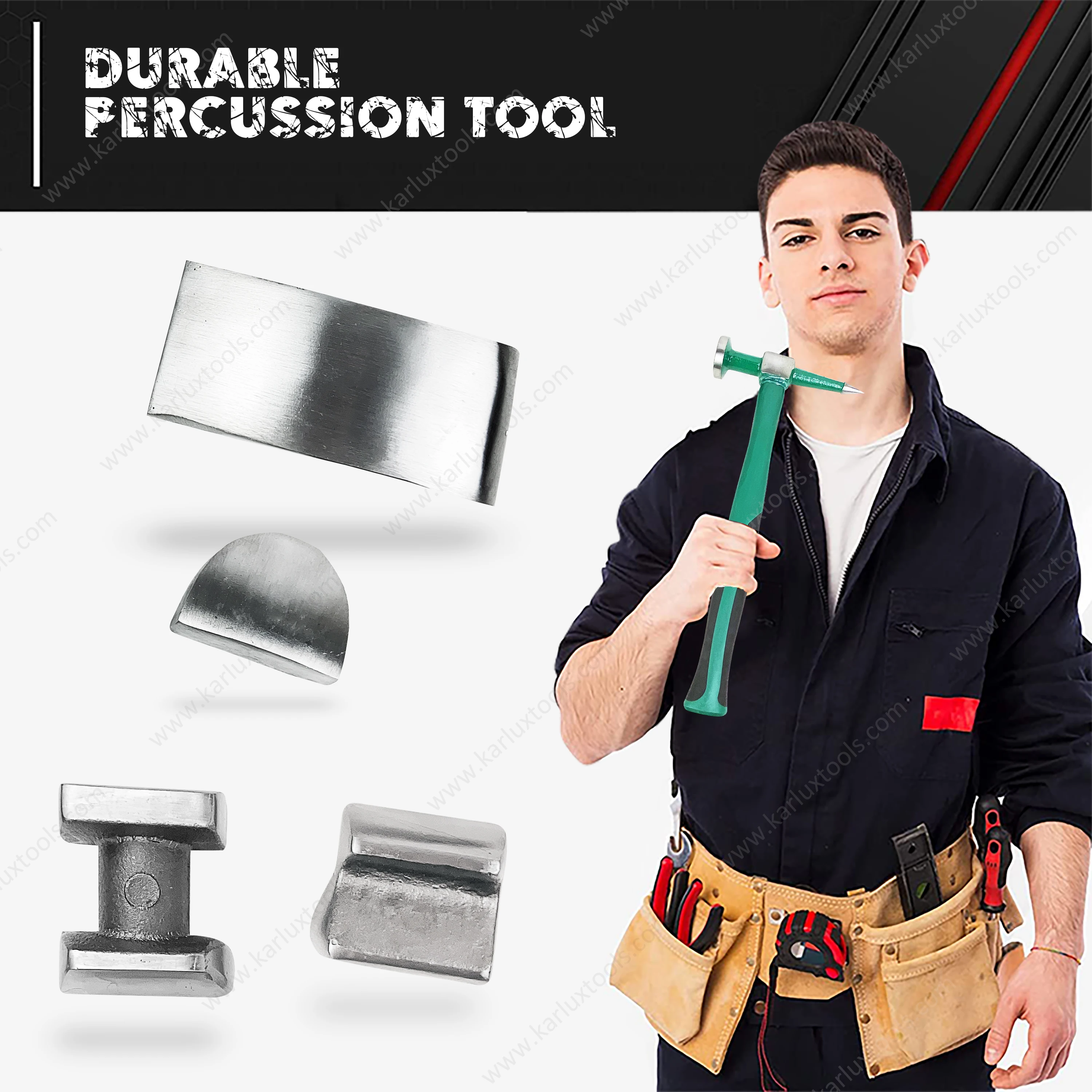 Heavy Duty Auto Body Hammer Dolly Set Repair Kit Non-Slip Soft-Grip 7 Pcs Sheet Metal Hammer Tool Set