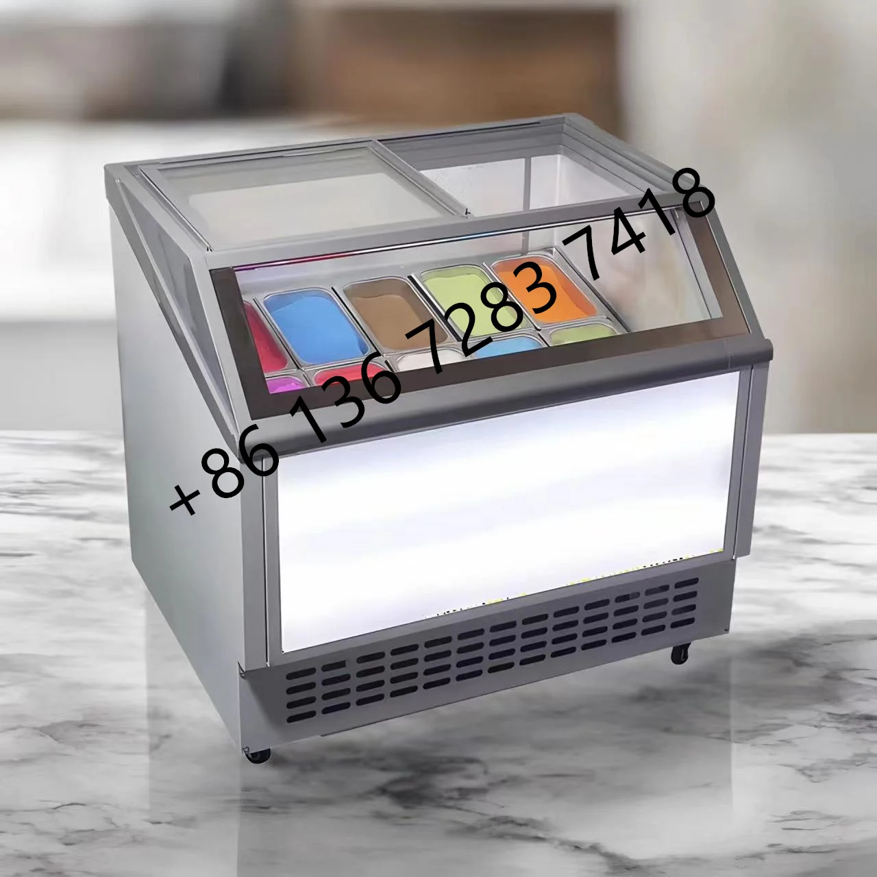 Factory price ice cream popsicle vending display showcase fruit juice bubble tea frozen cabinet with high quality