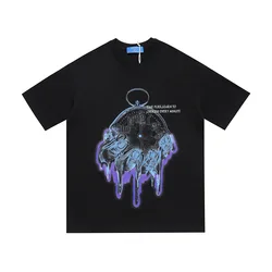 Оптовая продажа, летняя повседневная мужская футболка, дизайнерская хлопковая модная футболка, часы, принт, большие размеры, Мужская футболка в стиле хип-хоп