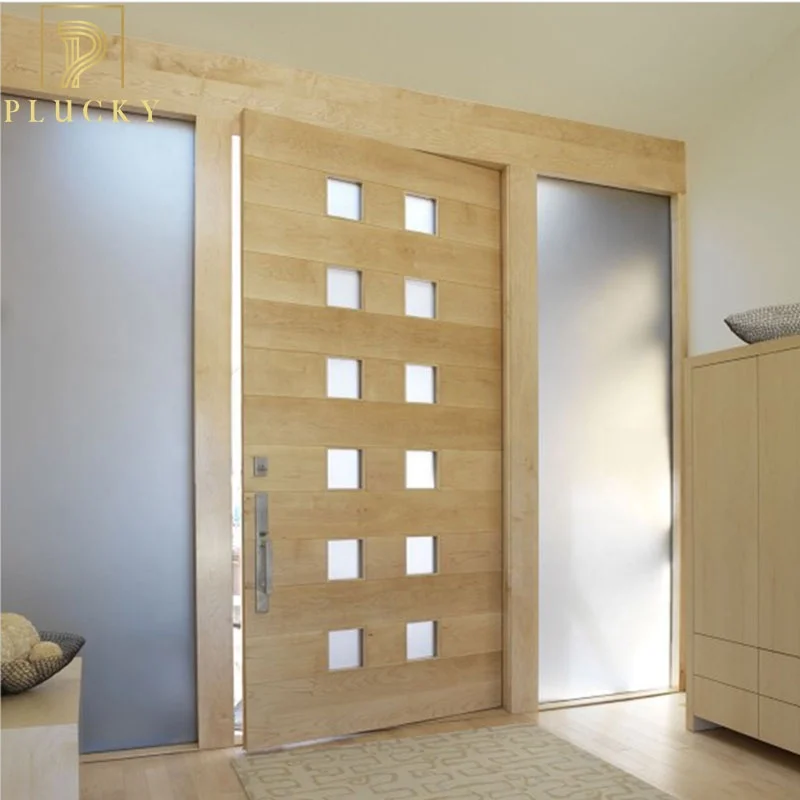 Modern design exterior pivot solid wood front door timber entry pivot door 