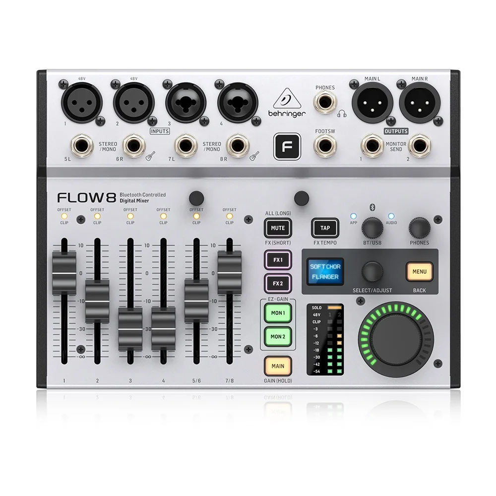 Behringer Flow 8 Digital Mixer Music Equipment Live Audio Sound Card With 48V Phantom Power & 16 Effects