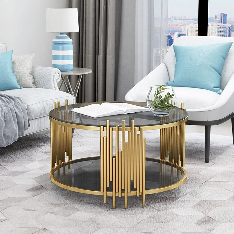 Factory price Tempered glass coffee table Art Luxury Salon Furniture Stainless Steel Base Marble Top Living Room Coffee Table