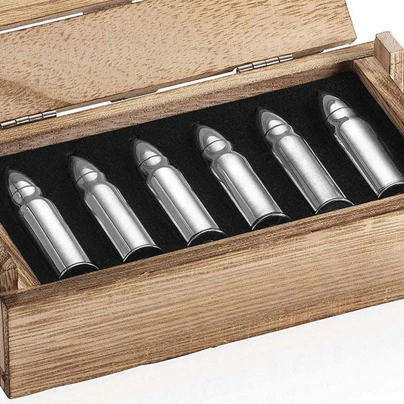 New Product Bullet Whiskey Stones Set Whisky Ice Stone Stainless Steel Whiskey Stones with Box