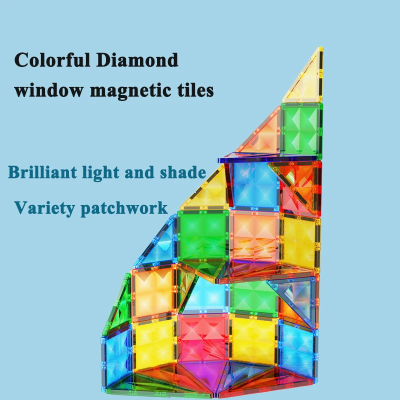 Colorful DIY Magnet Build Tiles 30 pcs Magnetic Construction Tiles Plastic Building Blocks Toys for Kids