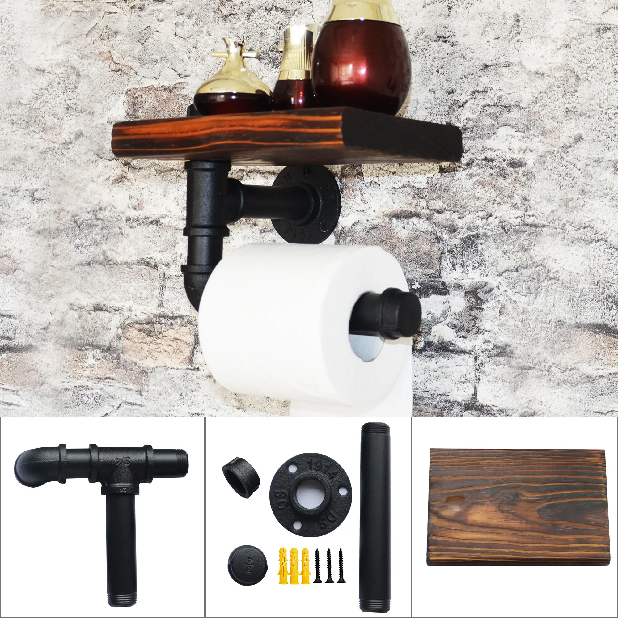 black toilet paper wall mount holder roll towel holder toilet paper holder with shelf