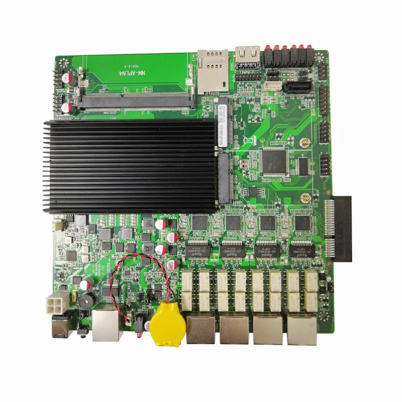 Motherboard  Powered by Intel Apollo Lake Quad Core J3455 Mini ITX Networking with 4 GbE LAN, Console, 2 SIM, LAN LEDs