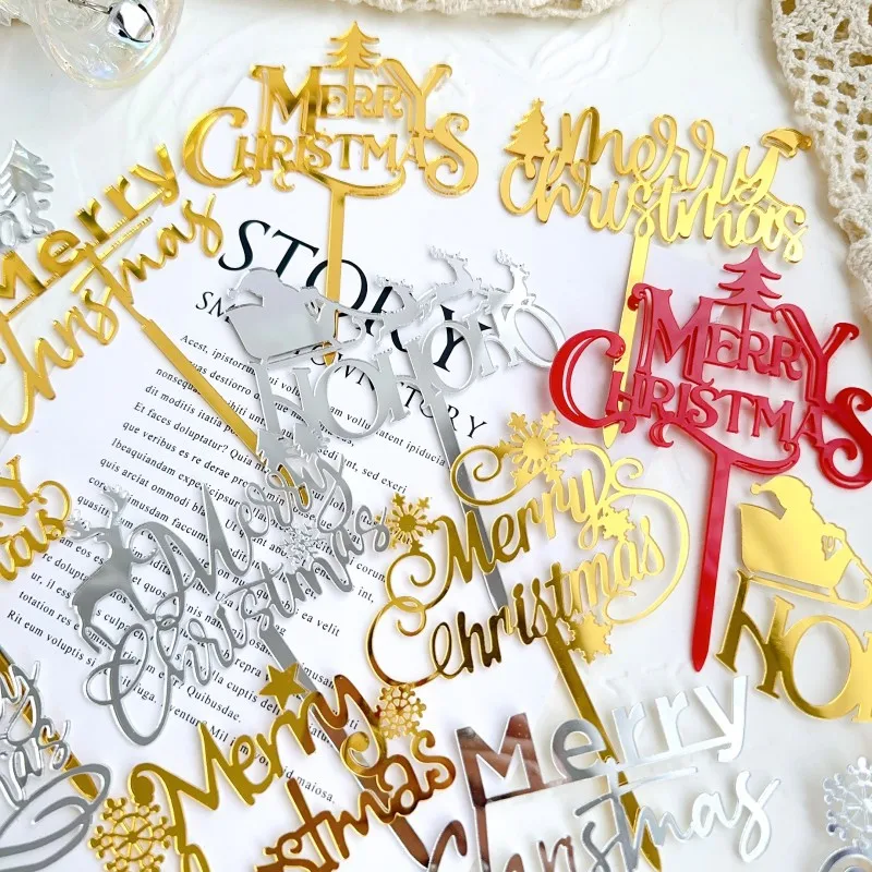 Wholesale INS style Christmas decoration acrylic cake topper Christmas cake decoration party supplies
