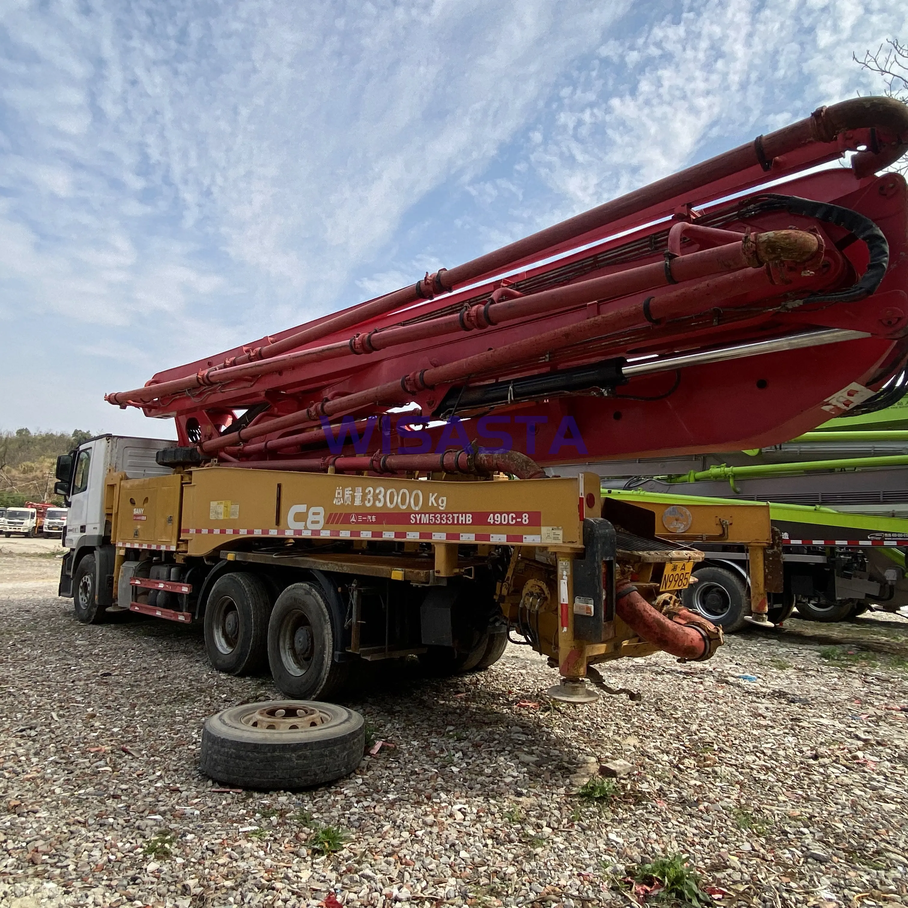 Cheap price good condition Second hand SANY 49M BOOM pump truck mounted concrete pump trucks