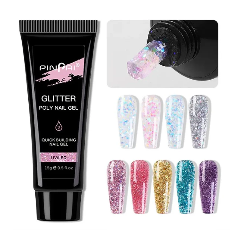Glitter Solid Builder Extension Nail Gel For Nail Supplies Wholesale Builder Gel Salon Set 9 Colors Gel Extension Nail Kit