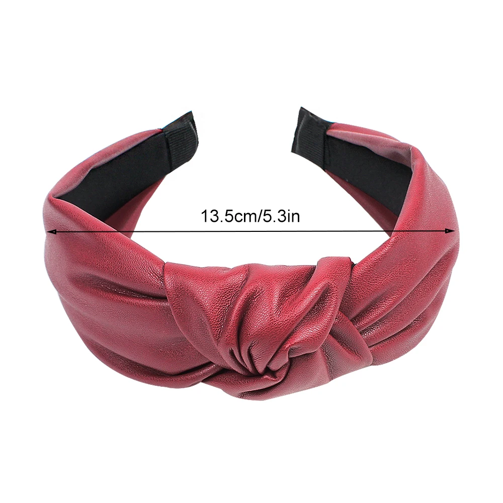 YIWU QIYUE Accessories Cute Beauty Fashion Girls Vintage Hair PU Leather Wide Bands Women Hair Head Bands Headbands