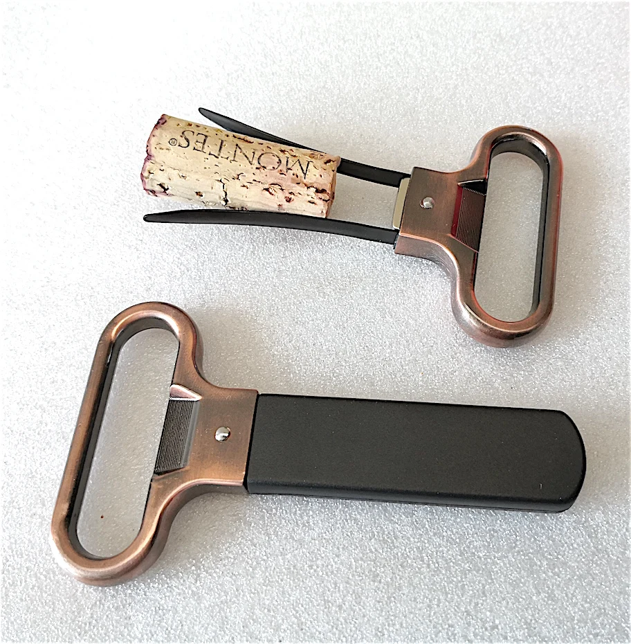 Professional Two Prong Ah so Plastic Corkscrew Wood Metal Wine Opener With Metal Sheath