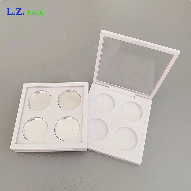 LZ Pack Stock 100pcs Square Inner 26.5mm Lipstick Case Custom Logo Magnetic Closure Cosmetics Eyeshadow Palette With Window