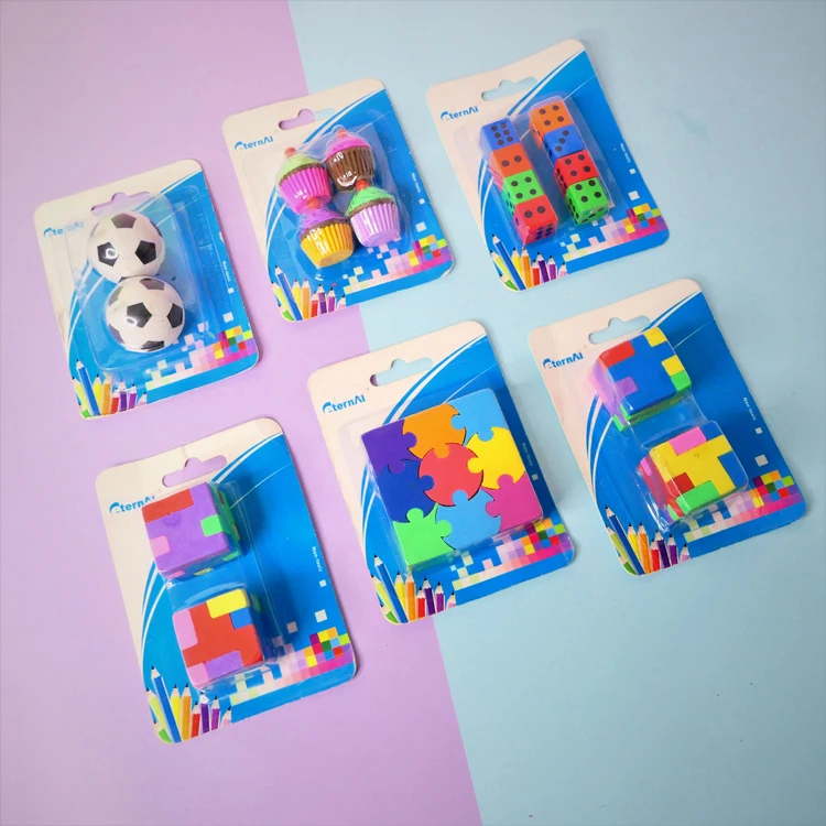 Professional Manufacturer Customised Rubber TPR Eraser Colors 3D Shape Pencil Eraser For Kids