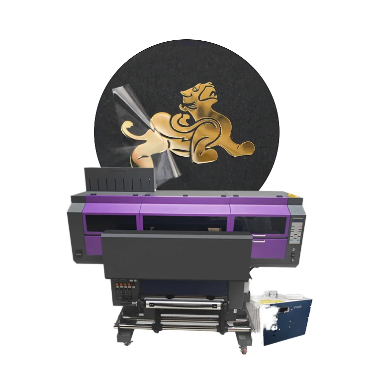 Plusjet 4 Printhead Digital UV DTF Inkjet Printer Crystal Label Gold Silver Foil Stamping Printing Machine 60cm Big Printer