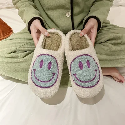 High quality winter house slippers smiley face qith