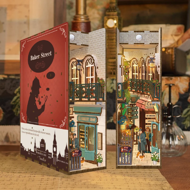 Tonecheer baker street Diy Crafts 3d Wooden Puzzle Kit  Book Nook For Adults