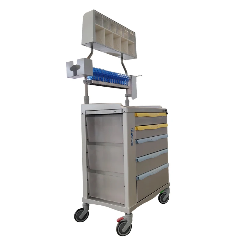 Functional Hospital Secure Storage Medical Carts Anesthesia Trolley