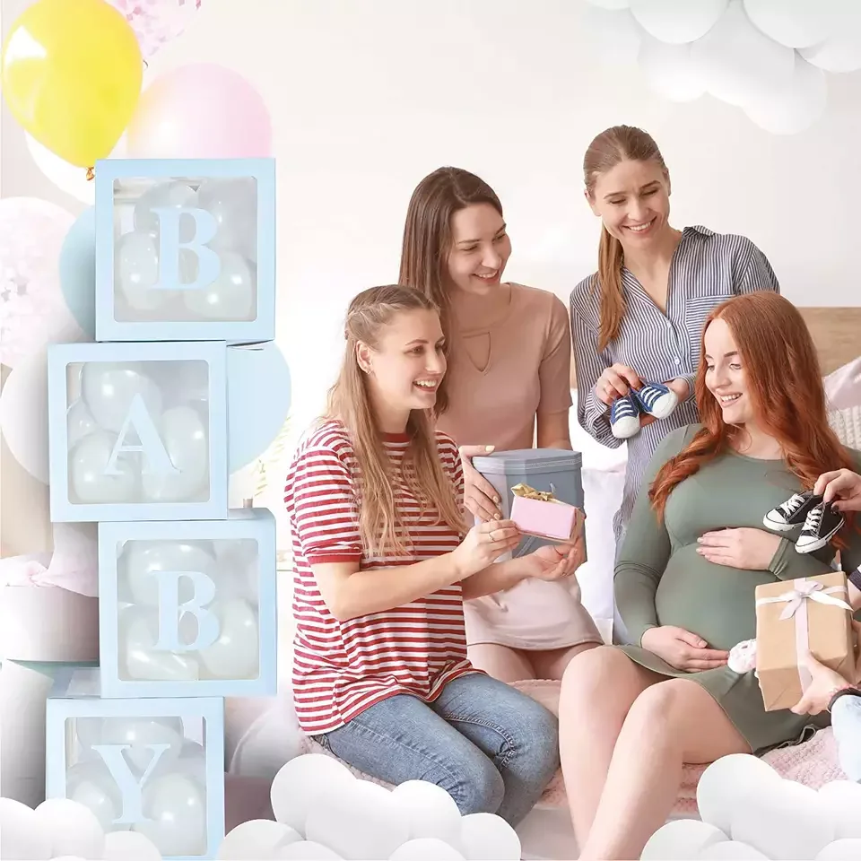 Balloon Box Baby Shower Party Set Gender Reveal Boys Girls Love Baby Shower Boxes Paper Letter Box Custom Letter