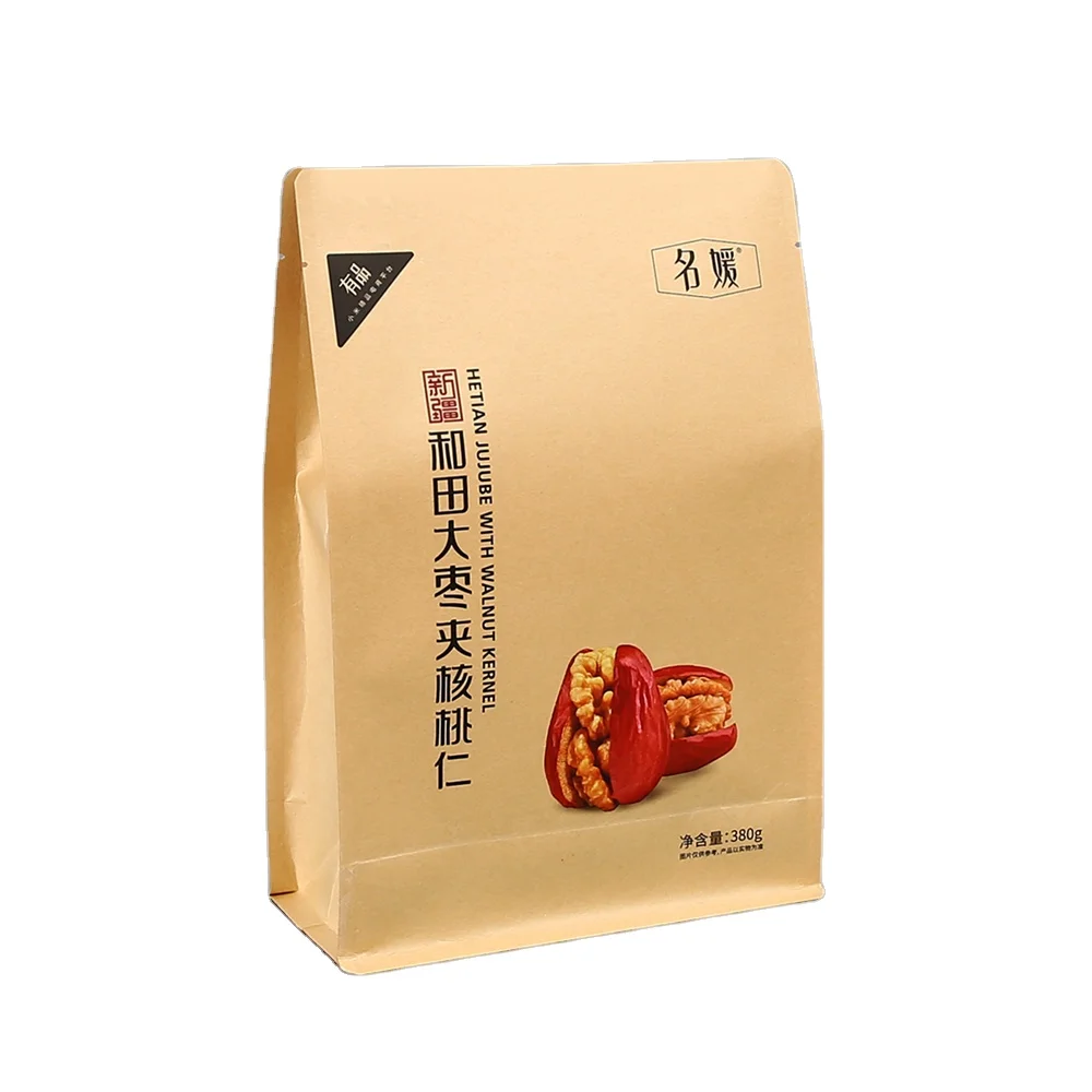 Custom Printed Moistureproof Kraft Paper Dry Fruit Packaging Pouch Food Bags For Jujube Raisins Packing