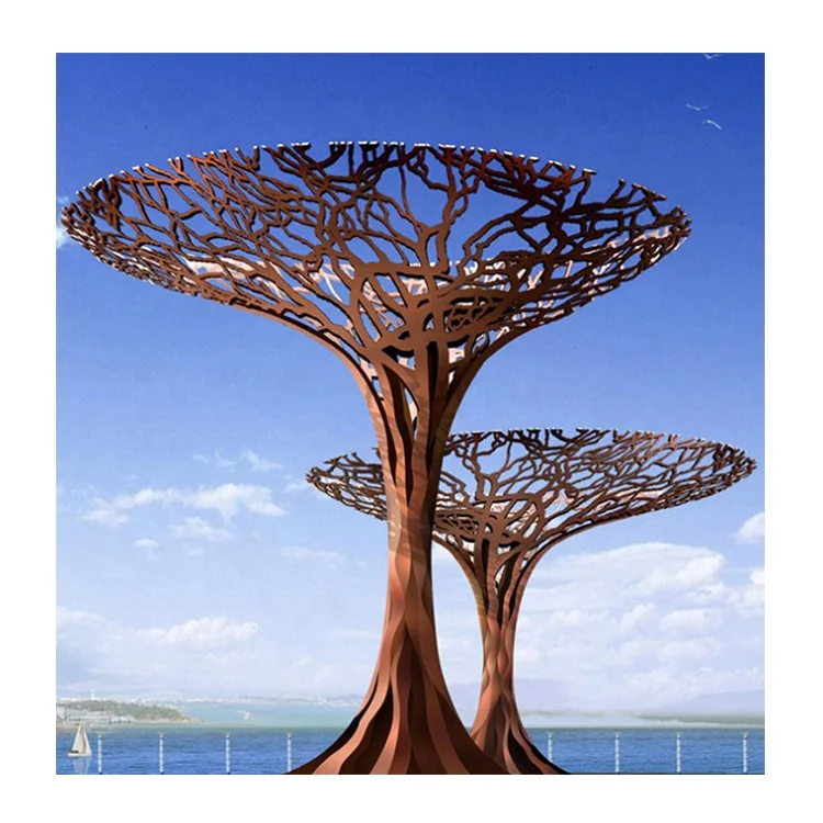 Modern large famous customized outdoor landscape corten steel metal abstract tree sculpture for garden decor