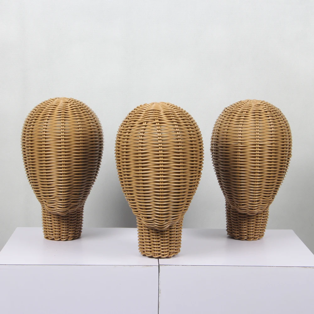 Hand made female mannequin Head Hat Display stand Rattan mannequin Head wicker mannequin