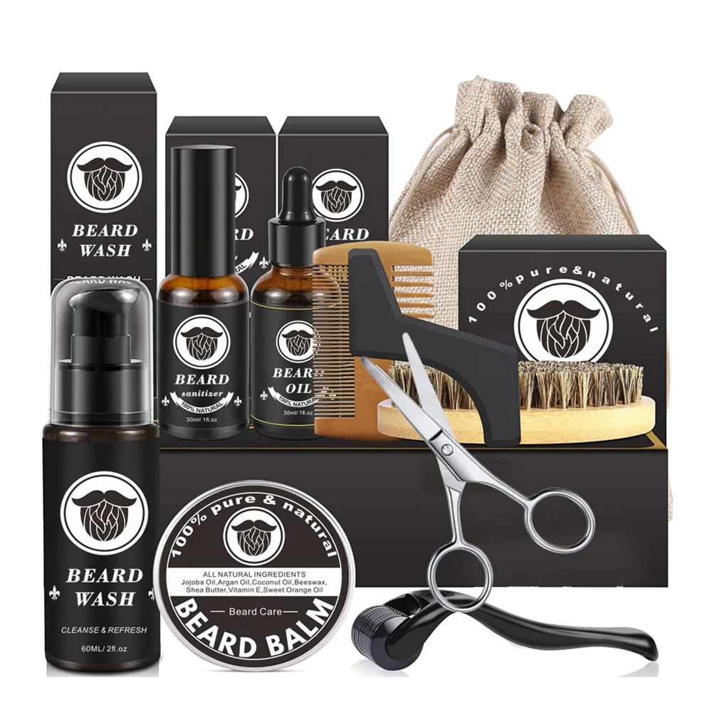 Bulk 9pcs Beard Oil & Balm Styling Grooming Care Set Mens Best Beard Oil Kit For Beard Growth