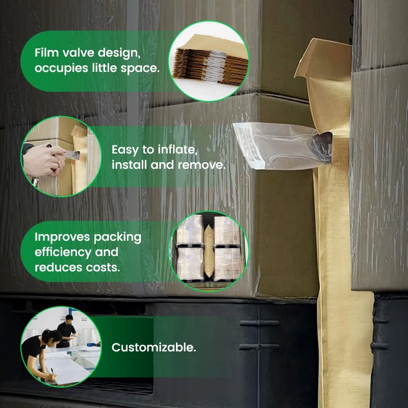 Strong Shipping Container Edge Protector Inflatable Brown Paper Air Dunnage Bag