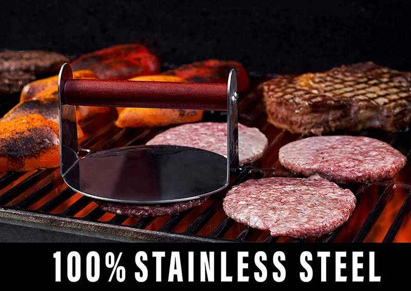 Factory Price BBQ Griddle Bacon Grill Press Meat Beef Burger Smasher Hamburger Patty Maker Stainless Steel Burger Press
