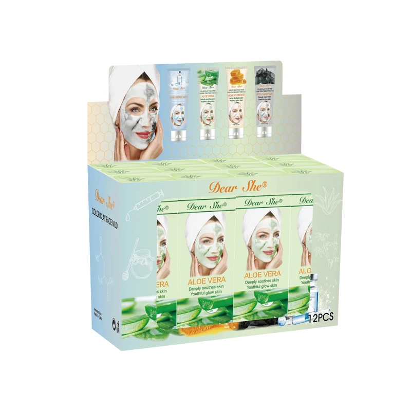 Latest china new model Private label dear she aloe vear deeply soothes hydrated skin color clay facial  mud mask for skin care