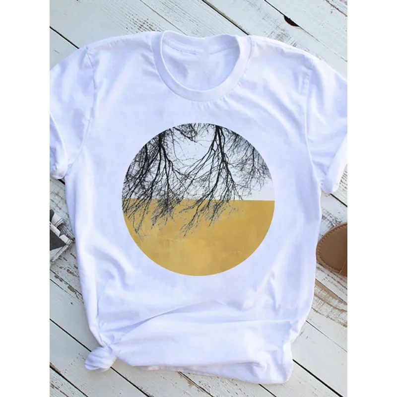 Heart Print Ladies T-shirt Ladies Casual Basis Graphic O-collar White Shirt Short Sleeve Ladies Love Oversized Printing T-shirt